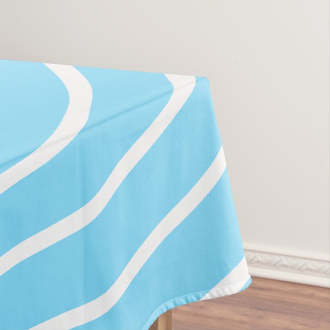 White Stripe Blue Tablecloth (In Situ)