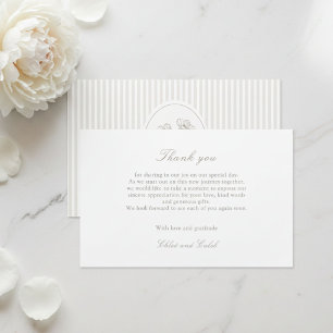White Stripe Botanical Thank You Wedding Stationery