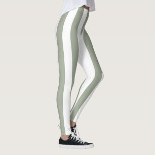 White Stripe Pattern Leggings