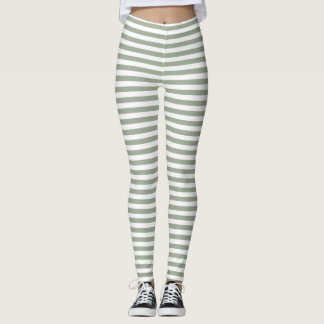 White Stripe Pattern Leggings