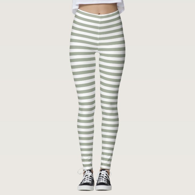 White Stripe Pattern Leggings (Front)