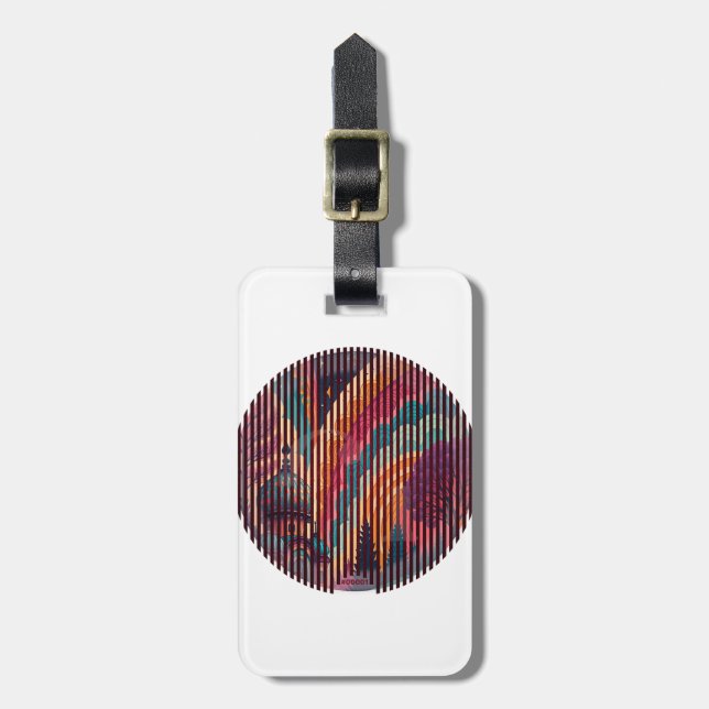 White Stripe Round Luggage Tag – Customisable (Front Vertical)