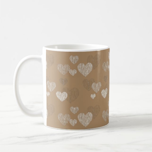 White Striped Hearts on Iced Coffee Coffee Mug (Left)