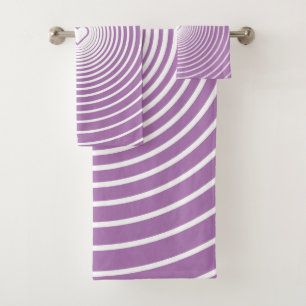 White Striped Purple Bath Towels or Choose Colour