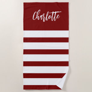 White Stripes Beach Trip Nautical Custom Towel