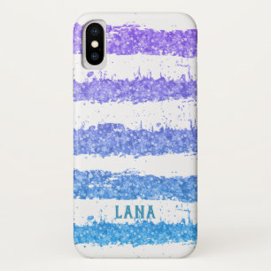 White Stripes Colourful Glitter iPhone X Case