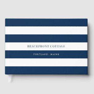 White Stripes & Custom Colour Home or Rental Guest Guest Book