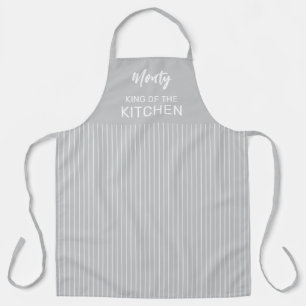 White Stripes Editable Colour King of the Kitchen  Apron
