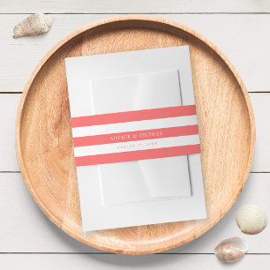 White Stripes & Editable Colour Nautical Wedding Invitation Belly Band