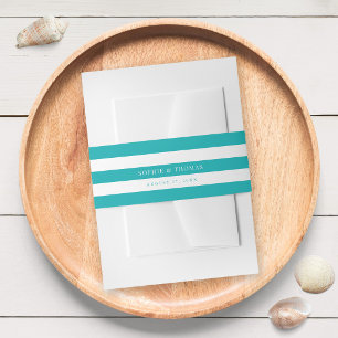 White Stripes & Editable Colour Nautical Wedding Invitation Belly Band