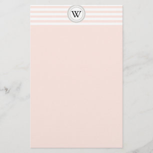 White Stripes Monogram Stationary Stationery