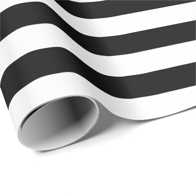 White Stripes with Black Background | DIY Colour Wrapping Paper (Roll Corner)