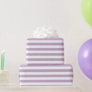 White Stripes with Lavender Background   DIY Colou Wrapping Paper