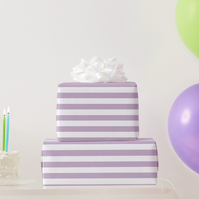 White Stripes with Lavender Background | DIY Colou Wrapping Paper (Party Gifts)