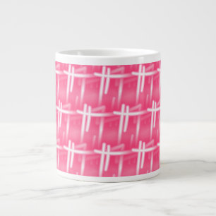 White Strokes On Pink Large Coffee Mug