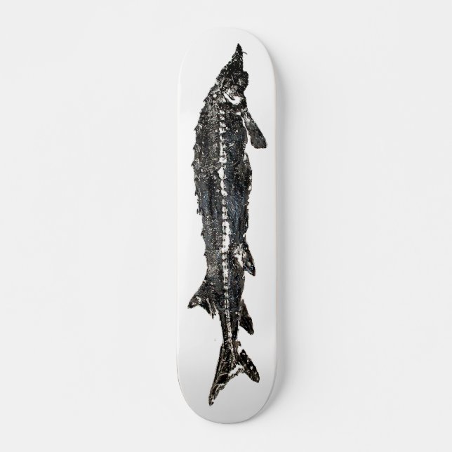 White Sturgeon Gyotaku SkateBoard (Front)