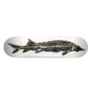 White Sturgeon Gyotaku SkateBoard
