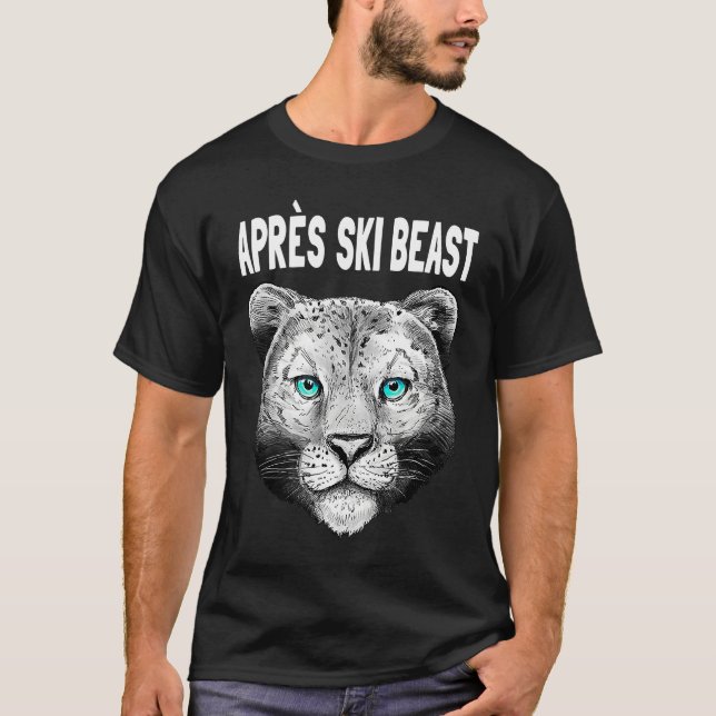 White Style Apres Ski Snow Leopard T-Shirt (Front)