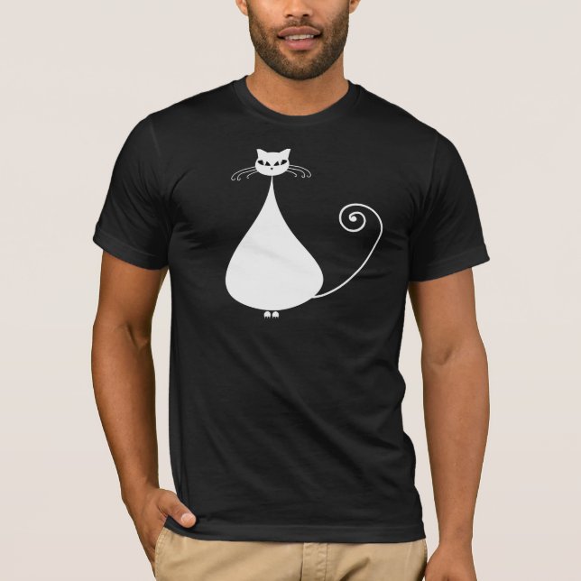 White Stylised Cat T-Shirt (Front)