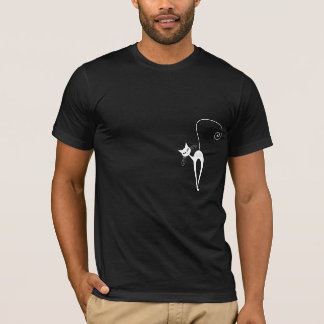White Stylised Cat T-Shirt (Front)