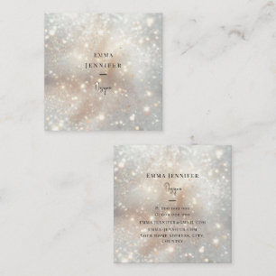 White Subtle gentle glitter background Square Business Card