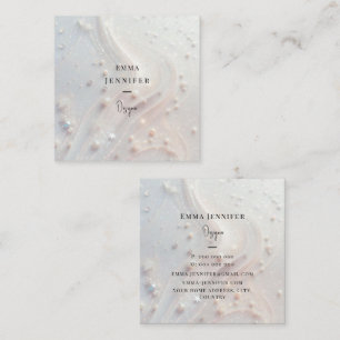 White Subtle gentle glitter background Square Business Card