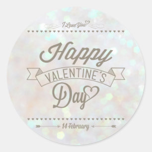 White Subtle Glitter Bokeh Valentine's Day Sticker