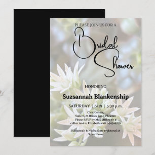 White Succulent Floral Background Bridal Shower Invitation