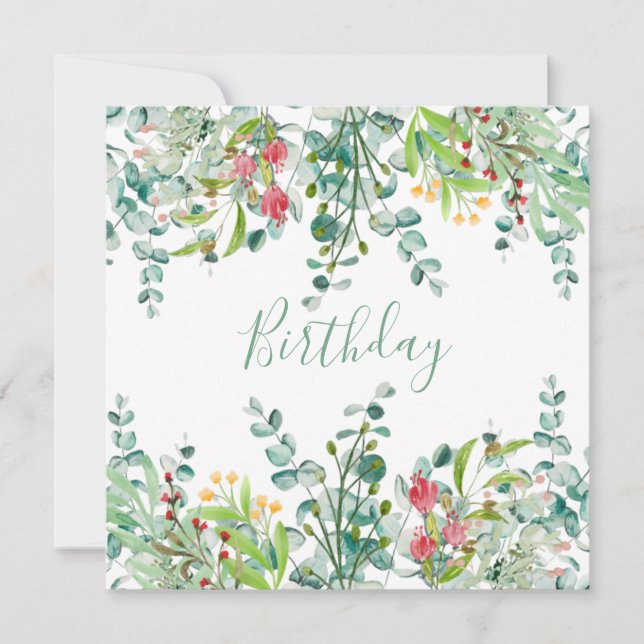 White summer flowers Birthday party Invitation (Front)