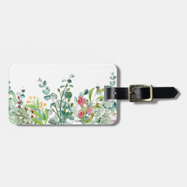 White summer flowers luggage tag (Front Horizontal)