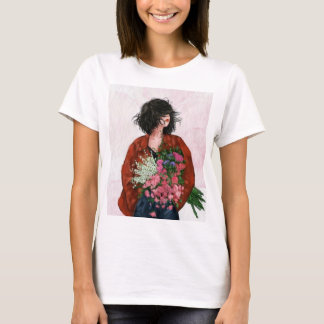 White, summer, half sleeves t- shirt for girls.