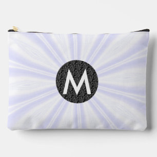 White Sunburst Monogrammed Black Circle Accessory Pouch