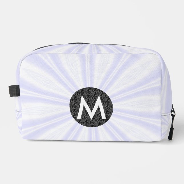 White Sunburst Monogrammed Black Circle Dopp Kit (Front)