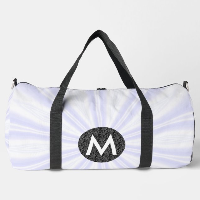 White Sunburst Monogrammed Black Circle Duffle Bag (Front)