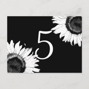 White Sunflowers on Black Table Numbers Postcard