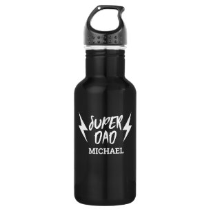 White Super Dad Lightning Bolt Rock'n Roll Script 532 Ml Water Bottle