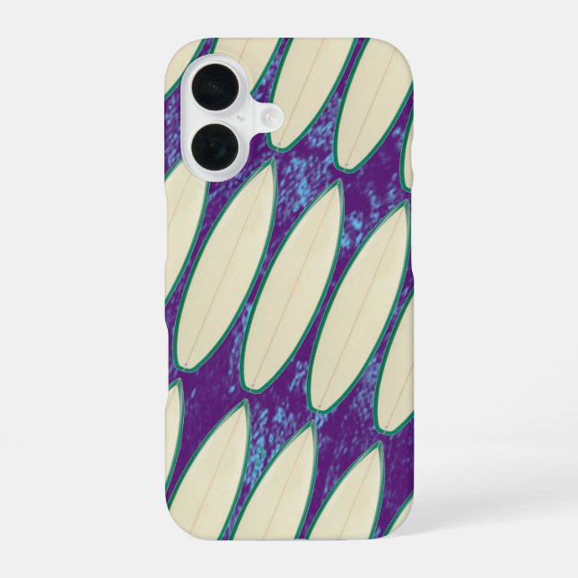 white surfboards pattern iPhone 16 case (Back)