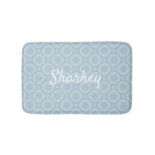 White Surname on Overlapping Ocean Bubbles Bath Mat