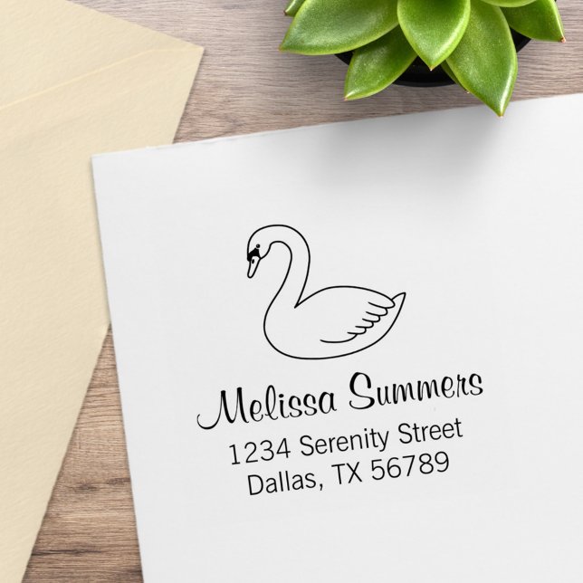 White Swan Address 2 Rubber Stamp (Creator Uploaded)