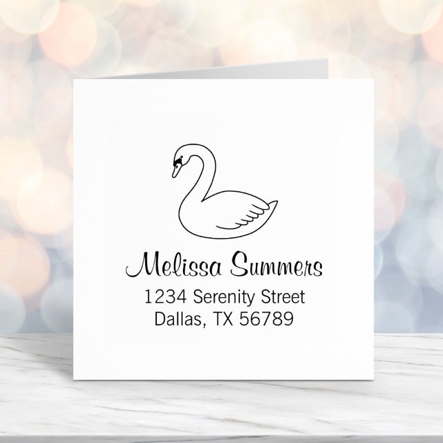 White Swan Address 2 Self-inking Stamp (Creator Uploaded)