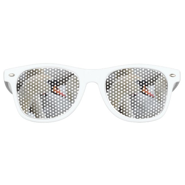 White Swan Adult Retro Party Shades, White Sunglasses (Front)