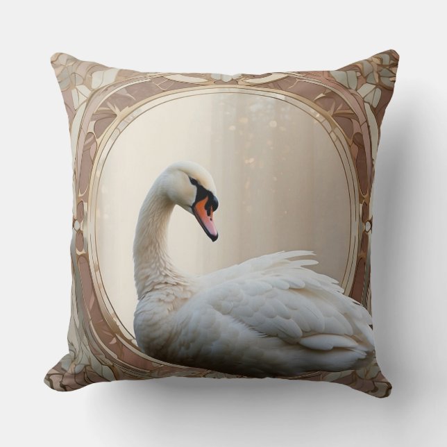 *~* White Swan Art Nouveau SC1 ethereal Cushion (Front)