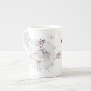 White Swan Ballerina with Roses Bone China Mug