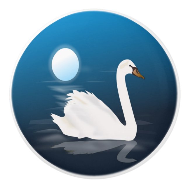 WHITE SWAN CERAMIC KNOB (Front)