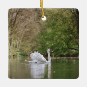 White Swan Ceramic Ornament