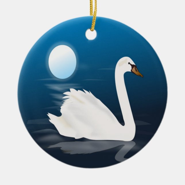 WHITE SWAN CERAMIC TREE DECORATION (Front)