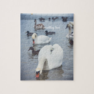 White swan customisable  jigsaw puzzle