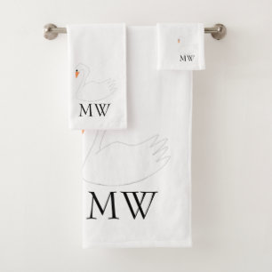 White Swan Design Monogrammed Bath Towel Set