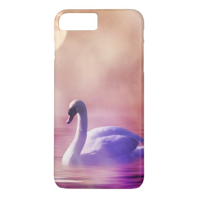 White Swan floating on a misty lake Case-Mate iPhone Case (Back)