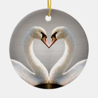 White Swan Heart Ceramic Tree Decoration